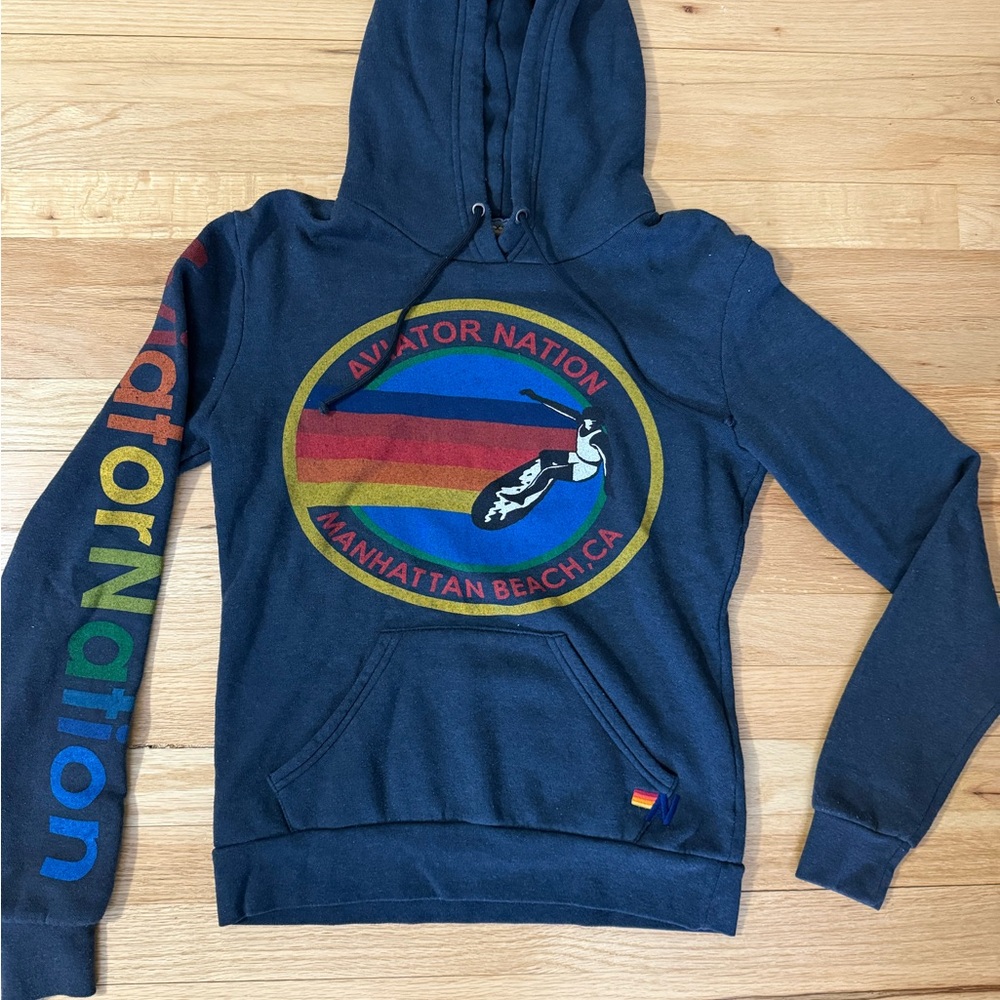 Aviator Nation Dark Hoodie with Subtle Logo